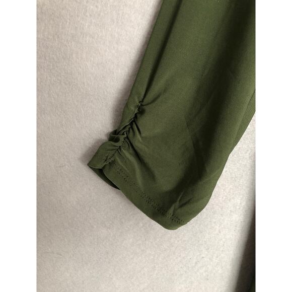 NY Collections Women's 2X V-Neck 3/4 Sleeve Be Slim Dress Olive NEW - Picture 6 of 8